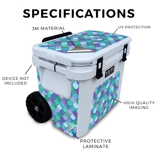 Image of Glossy Glitter Skin Compatible with Yeti Roadie 32 Wheeled Cooler - Blue Scales - Premium 3M Vinyl Protective Wrap Decal Cover - Easy to Apply | Crafted in The USA by MightySkins