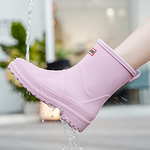 Image of Nutropa Mid Calf Rain Boots for Women, Anti-Slip Outdoor Work Rain Shoes | Waterproof Garden Boots, Lightweight, Comfortable Rainboots, Outdoor Mud Work Booties