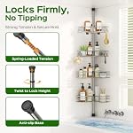 HAMITOR Shower Caddy Tension Pole, 4-Tier No Drill Corner Shower Organizer - Image 4