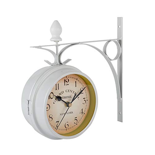 HONG111 Retro Wall Hanging Clock, Vintage Wall Clocks Double-Side Living Room Mute Metal Home Decoration, Double Sided Wall Clock