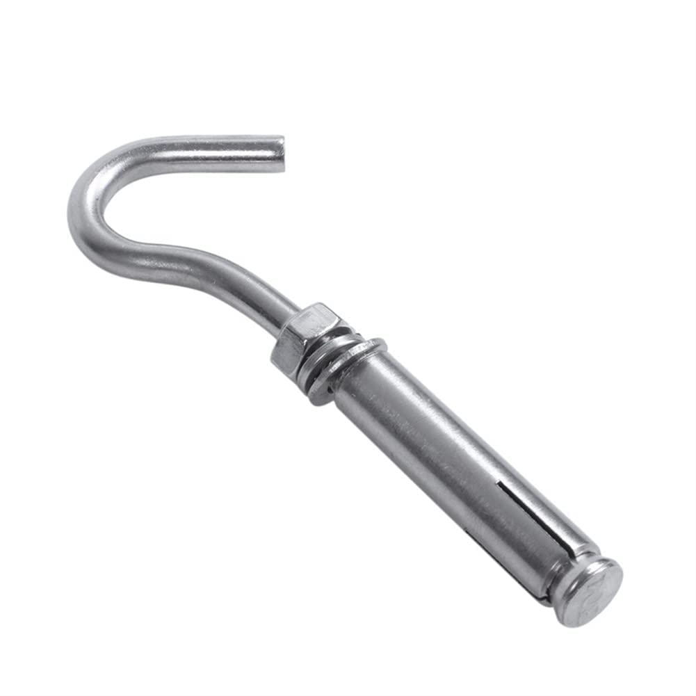 Tornillos para hormigón, pernos de expansión, paquete de 5 tornillos de expansión de acero inoxidable M6 304, gancho de copa abierta, pernos de arco, gancho de expansión, color único