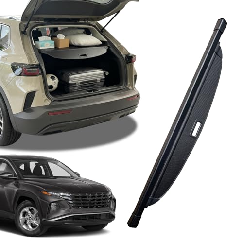 Norand Cargo Cover for Hyundai Tucson 2022-2025 Retractable Cargo Trunk Cover for Hyundai Tucson Waterproof Anti-Peeping Luggage Shield Shade Car Accessories Carbon Fiber Texture 2023 2024