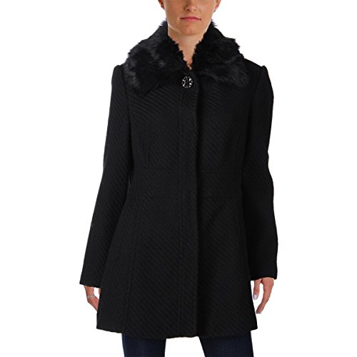 Jessica Simpson Faux Fur Collar Walker Coat, X-Small Black Jessica Simpson Faux Fur Collar Walker Coat, X-Small Black