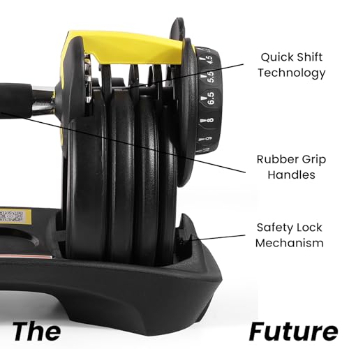Image of The Cube Club PowerBells 5lbs - 52.5lbs | 2 x Adjustable Dumbbells for Men & Women for Fitness and Home Workout (2.5kg to 24kg) | Designed In USA | Alloy Steel & Plastic | Black