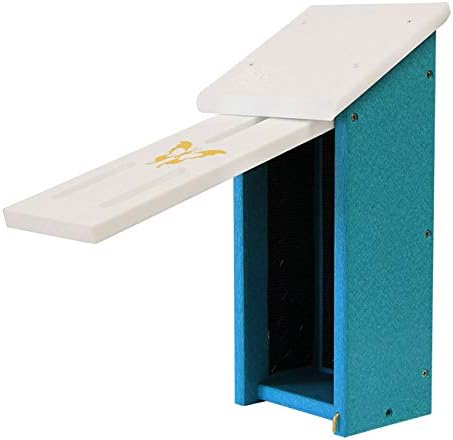 Prime Retreat Amish Made Recycled Plastic Butterfly House – White & Teal Outdoor Butterfly Shelter with Oval Openings, Pole or Surface Mount, Made in USA