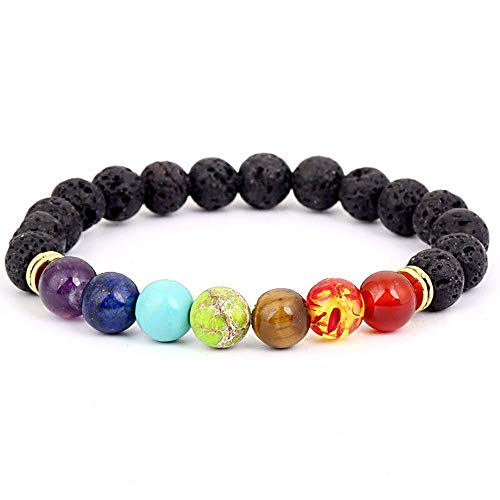 Générique Bouddha bénit Perdre du Poids Chakra Bracelet Lave Noire guérison équilibre Perles Reiki Bouddha prière Bracelet en Pierre Naturelle pour Les Femmes Practical and Attractive