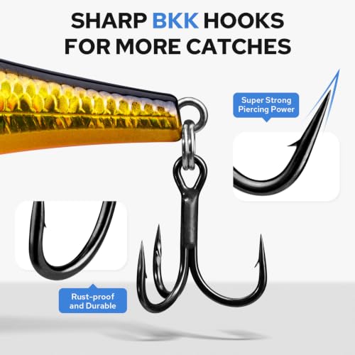 Image of TRUSCEND Suspending Jerkbait, Rattle Minnow Lures with BKK Hooks, Freshwater Bass Trout Striper Walleye Pike Fishing Lures, Variety Pack for All Water Conditions, Premium Fishing Gear and Gifts