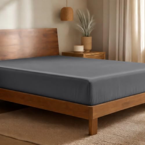 Bare Home 100% Rayon Made from Bamboo Luxury Twin XL Fitted Sheet - Deep Pockets - Cooling Sheet - Breathable - Easy Fit - Soft Bedding Bottom Sheet (Twin XL, Grey)