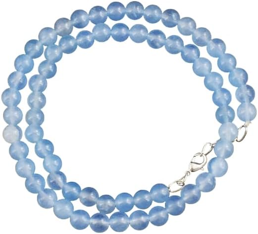Natural Single Strand Blue Chalcedony Beads Womens Necklace CHIK-NECK-85440