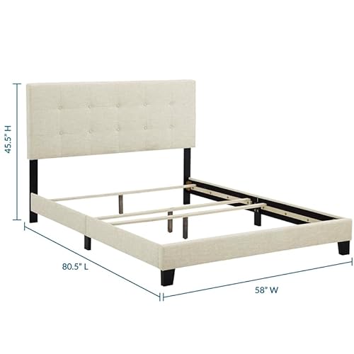 Modway Mod-6000-Bei Amira Tufted Fabric Upholstered Full Bed Frame With Headboard In Beige #TOP2