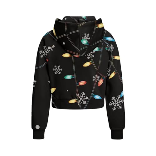 Hoodies for Teen Girls Half Zip Pullover Crop Tops Cute Clothes Graphic Sweatshirt Kids Outfits with Pockets 5-142