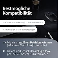 MediaRange ergonomischeTastatur QWERTZ (DE/AT) 1,8m Kabel Schwarz – Ansicht 4