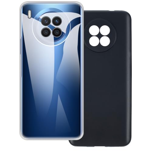 UOGNADGD 2-Pack TPU Case Compatible with Huawei Nova 8i Phone Cover - Shockproof Flexible Protective Accessories with Precise Cutouts (Clear+Black)