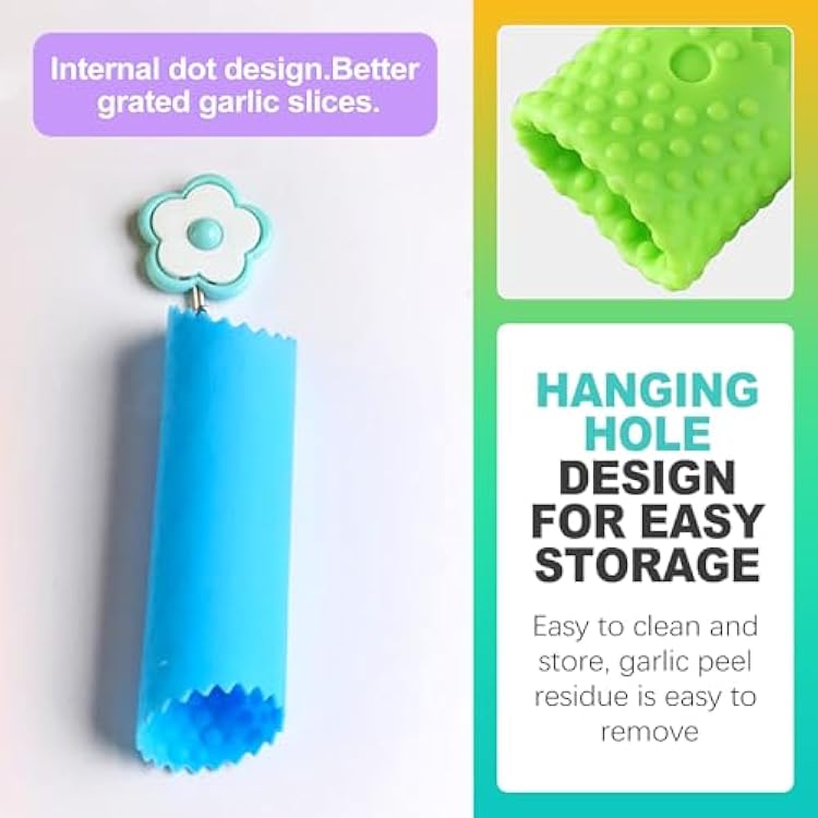 3 Pcs Silicone Garlic Peeler Tube Roller, Food-Grade & Effortless Skin Remover, Quick Kitchen Gadget for Fresh Cloves, Keeps Hands Odor-Free, Easy to Clean - Assorted Colors