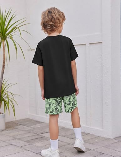 Image of Arshiner Boy's Textured Button Up Shirt and Shorts Set 2 Piece Summer Beach Outfit for 5~12 Years Kids