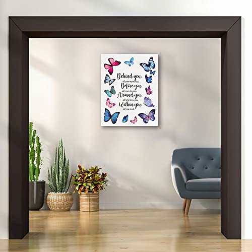 Butterfly Inspirational Quotes Canvas Wall Art Prints, Behind You All Your Memories Painting, Graduation Gifts For Daughter Birthday Gifts For Women Girls Friends. Read To Hang Framed 12X15 In #TOP2