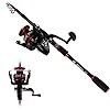 REAWOW TéLescopique Canne à PêChe Et Moulinet Combo Canne à PêChe Rotative Portable en Fibre De Carbone TéLescopique…