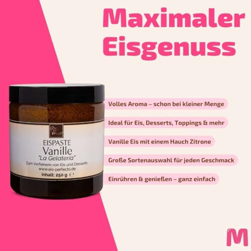 Vanille „La Gelateria“ Eispaste für köstliches aromatisches Eis » Auch zum Verfeinern von leckeren Desserts, Getränke, Pralinen Torten und vielem mehr » Inhalt 250 g – Bild 4