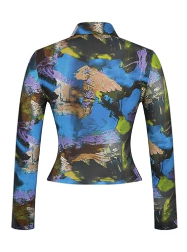 LovelyWholesale Women Sexy Button Down Shirts Long Sleeve Collared Tie Dye Tops3
