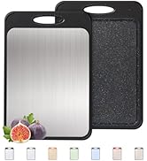 2 in 1 Stainless Steel Cutting Board with Handle Chopping Large Big Small Metal Carving Kitchen M...