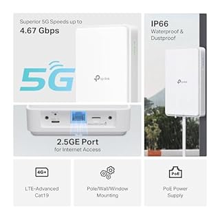 TP-Link NE200-Outdoor 5G LTE Router ohne WLAN (bis zu 4,67 Gbit/s in 5G, 1× 2,5-Gbit/s-PoE/LAN-Port, wettergeschützt, zur Montage an einem Mast, an der Wand oder am Fenster)
