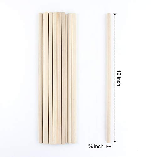 3/8 X 12 Inch, Wooden Dowel Rods, Unfinished Round Sticks For Pennant, Wedding, Christmas, Music Class, Party, Diy Crafts, 50 Pcs #TOP1