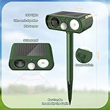 2PACK Solar Ultrasonic Animal Repellent Outdoor, Deer Repellent Devices Squirrel Cat Raccoon Rabbit Dog Deterrent, Keep Rodent Chipmunk Away Motion Detection with Flash Light for Yard Garden Lawn
