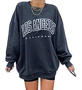 Gekoko Women's Oversized Sweatshirt Los Angeles Vintage Oversized Long Sleeve Crew Neck Pullover ...