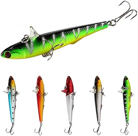 10Pcs 9.5cm 25.8g Diving Pencil Baits Trout Perch Bass Fishing Lures Freshwater Saltwater VIB Baits Bionic Swimbaits with Treble Hook Fishing Gifts for Men