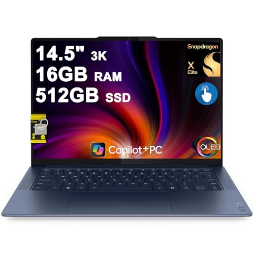 Lenovo Yoga Slim 7 �m�[�g�p�\�R�� 14.5�C���` 3K OLED Touch (100% DCI-P3 1000nits HDR Peak) Qualcomm 12�R�A Snapdragon X Elite (�ő�45�g�b�v) 16GB