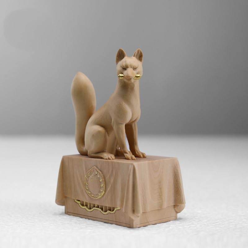 神狐】狐像 稲荷紋 楽天市場】☆特別奉仕品☆ 【木彫置物】 稲荷 神棚