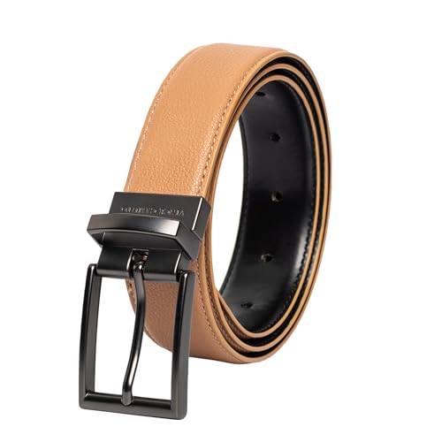 Vince Camuto Belts Men | Reversible with a Gun Metal Belt Buckle | Bonded Leather Belt Tailored for Men