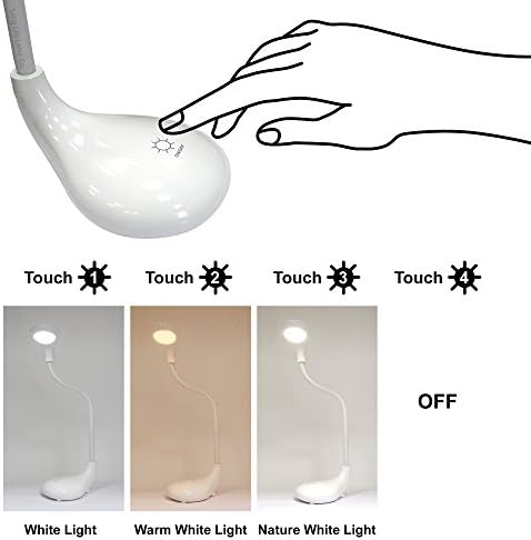 Long Life Lamp Company USB Rechargeable Portable LED Desk Lamp, White