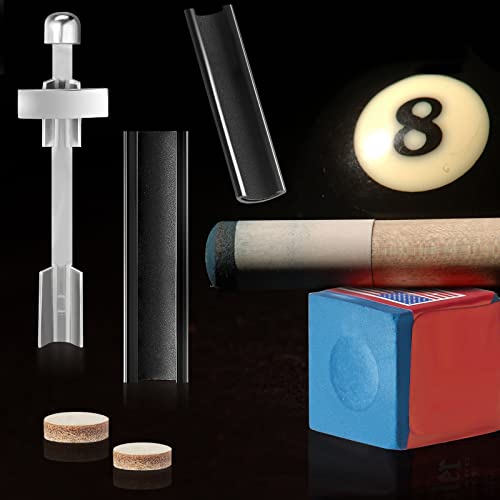 17 Pcs Pool Cue Repair Kit Include 2 Stainless Steel Cue Clamp 10 Pool Cue Tips Billiard Cue Tips And 2 Billiards Shaper 2 Chalk Cubes For Billiard Table Cue Tips Accessories #TOP2
