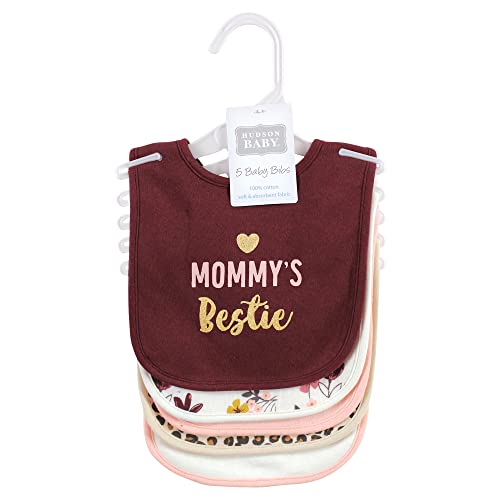 Image of Hudson Baby Unisex Baby Cotton Bibs, Mommys Bestie, One Size