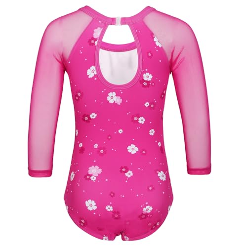 JOYSTREAM Gymnastics Leotards for Girls With Shorts Sparkly Ballet Dance Long Mesh Sleeve