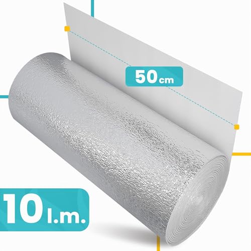 Miniatura 3 de Instalguru Lámina Aislante De Aluminio Reflectante 3x0,5x10m Aislamiento De Techo Campistas Calor Térmico De Pared Rollo En Hoja Barrera Paneles Aislantes Termicos Protección Frío Furgonetas Ventana