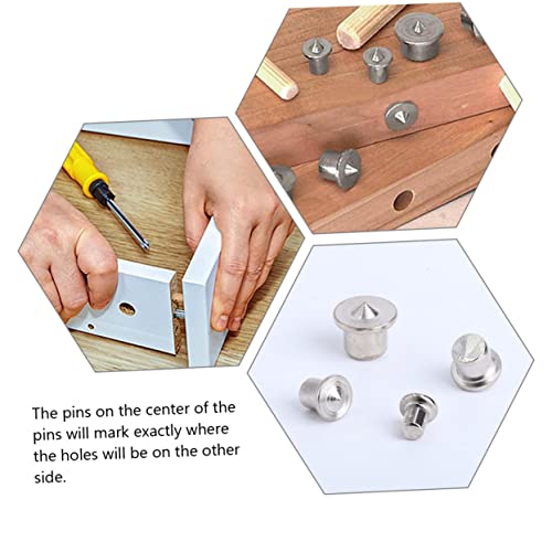 Tehaux 4 Sets Log Pin Retainer Tenon Center Transfer Plugs Woodworking Tools Dowel And Tenon Center Set Drill Guide Dowel Alignment Tool Drill Center For Dowel Silver Accessories Plate #TOP4