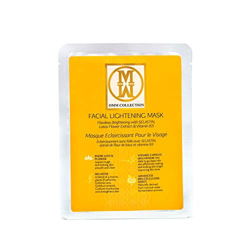 Omm Collection Bio-Cellulose Coconut Gel Facial Masks- Skin Care (Pack Of 4)- Firming, Moisturizing, Soothing & Lightening- Hydrating And Anti Aging With Hydrolyzed Marine Collagen & Flower Extracts. #TOP2