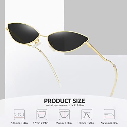 MEETSUN Retro Vintage Cat Eye Sunglasses For Women Men Narrow Small Oval Glasses Petals Shape Curved Temple Design4