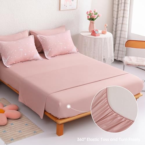 Image of Dinjoy Girls Comforter Set 7 Pieces, Full Size Colorful Ombre Rainbow Bedding Set, Bed in A Bag for Kid Teen Girls (1 Comforter, 1 Flat Sheet, 1 Fitted Sheet, 2 Pillow Shams, 2 Pillowcases)
