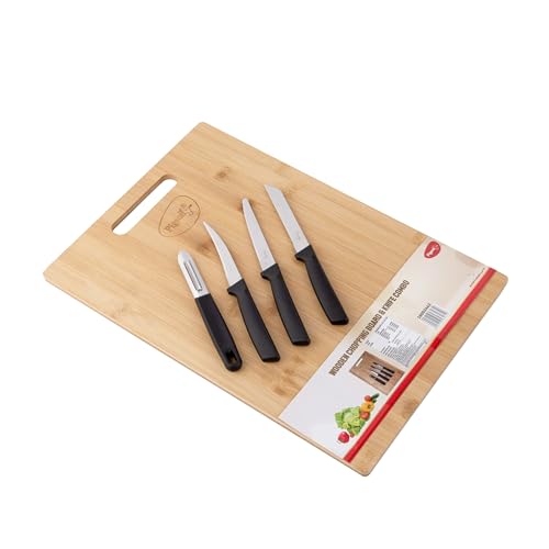 Pigeon by Stovekraft Medium Natural Bamboo Wood Chopping Cutting Board & Knife Set for Kitchen Vegetables, Fruits & Cheese, BPA Free, Eco-Friendly, An