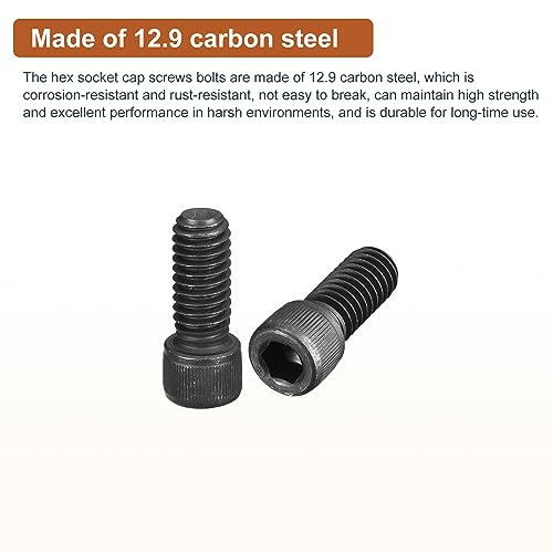 DTGN 5/16-18x3/4" Socket Head Cap Screws Bolts, 20Pcs 12.9 Grade Alloy Steel, Machine Hex Socket Screw, Hex Drive - Image 3