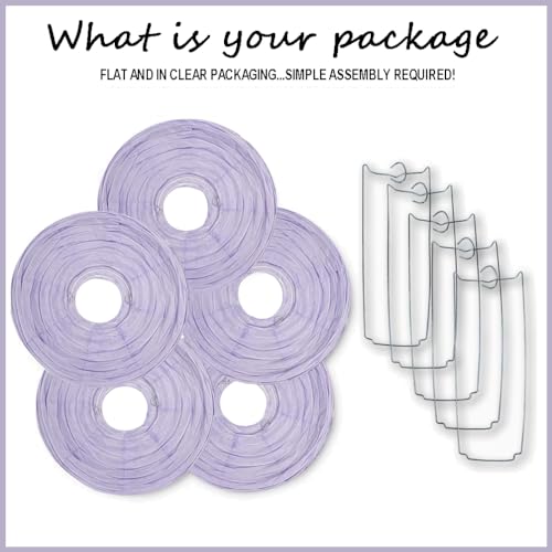 Image of 8 Inch Purple Paper Lanterns for Graduation Decorations 2025 Birthday Party Bachelorette Engagement Wedding Baby Shower(Set of 5, Purple)