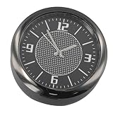 BlesConi Reloj analógico de cuarzo fluorescente para salpicadero de coche con batería integrada, color negro