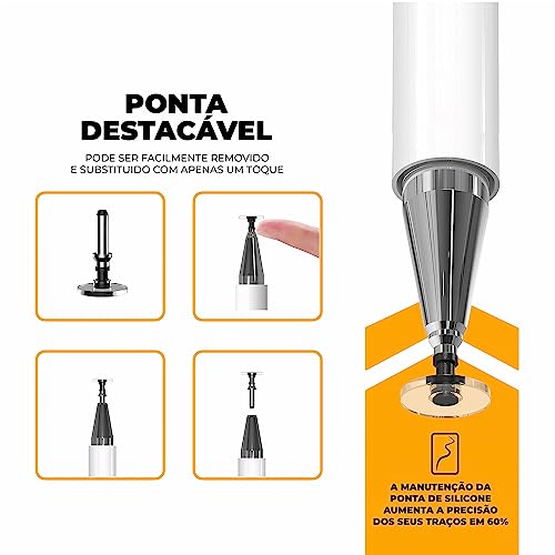 Encontraproduto.com.br - Gshield Caneta Dinamic Universal Touch e Esferográfica para Celular, Tablet, iPad e Kindle compatível com Apple, Samsung, Xiaomi, Motorola, Branca