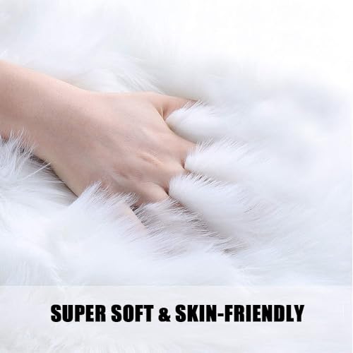 ZuTKekon Faux Fur Sheepskin Heart Shaped Area Rugs, 12