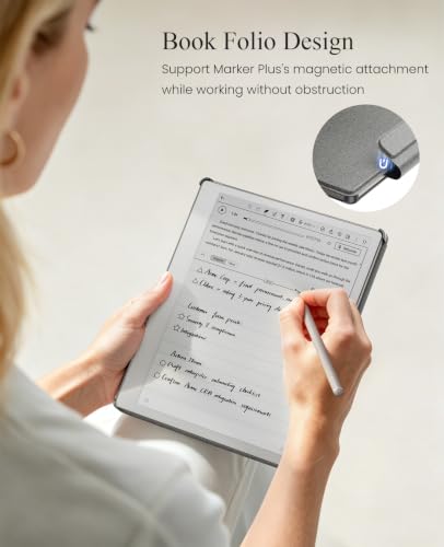 Image of MoKo Case for Remarkable Paper Pure 10.3 inch 2026 with Pen Holder,Denim Gray | Slim protective hard shell folio cover with secure pen holder, Auto Wake & Sleep