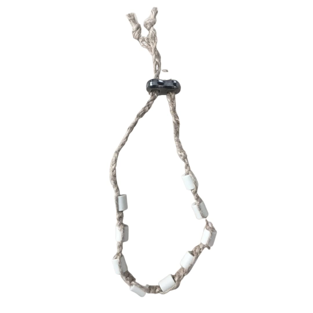 Collier Anti-tiques en Chanvre aux Perles de céramique pour Chien et Chat (M-L)