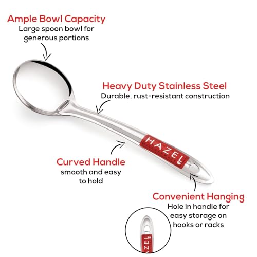 Image of HAZEL Stainless Steel Oval Shape Serving Spoon Scooper Spatula Server Kitchen Utensils